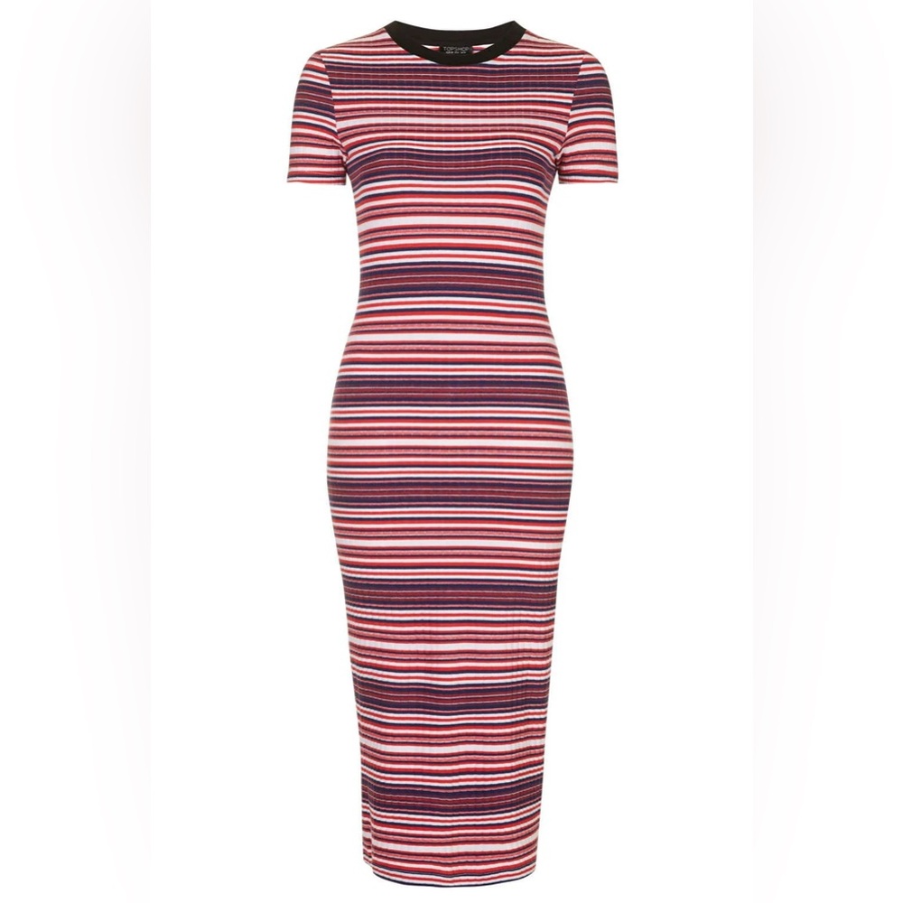 NWT Topshop Striped Midi Bodycon Dress Sz 0 ASO Daisy Ridley